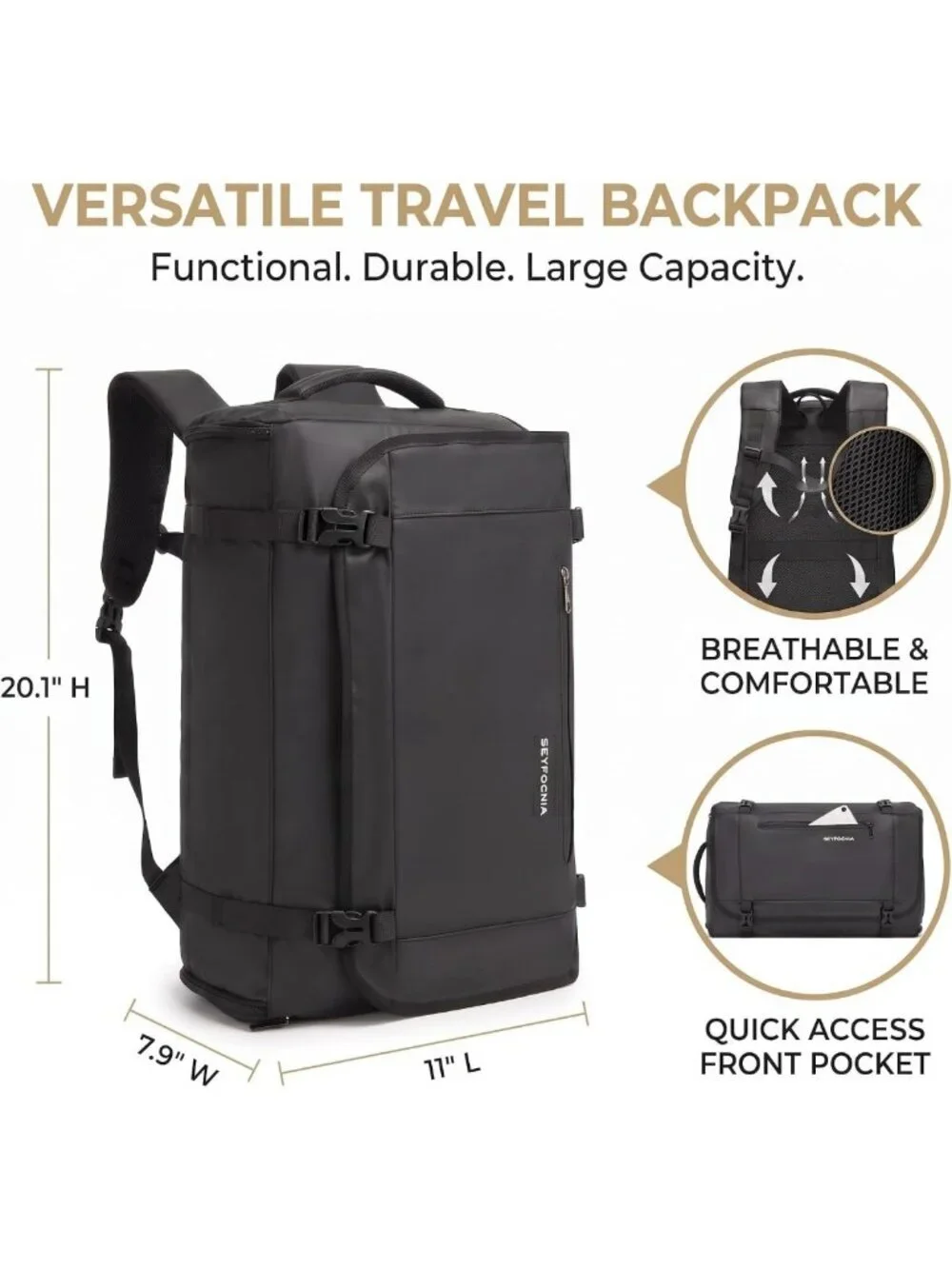 3-in-1 Convertible Travel Garment Bag & Backpack, Waterproof, Airline Approved